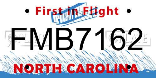 FMB7162 North Carolina License Plate