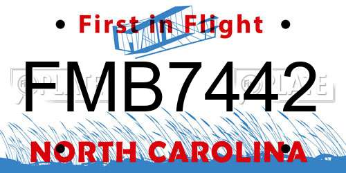 FMB7442 North Carolina License Plate