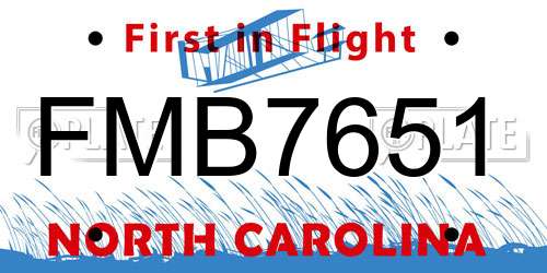 FMB7651 North Carolina License Plate
