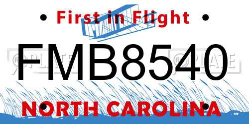FMB8540 North Carolina License Plate