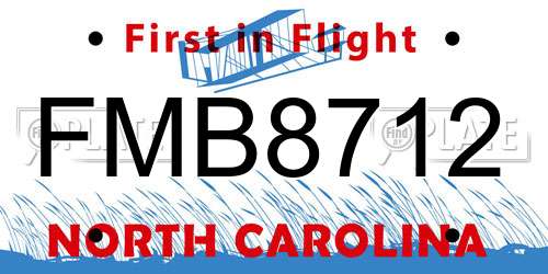 FMB8712 North Carolina License Plate