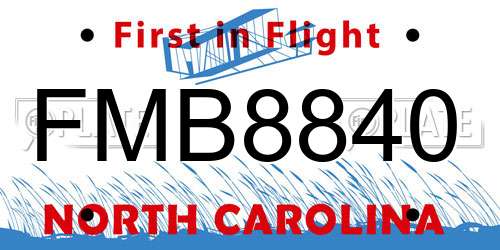 FMB8840 North Carolina License Plate