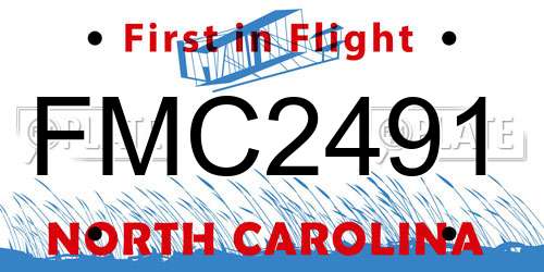 FMC2491 North Carolina License Plate