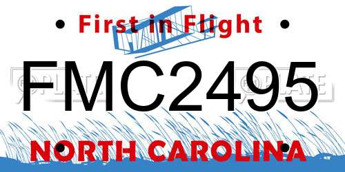 FMC2495 North Carolina License Plate