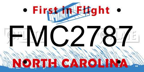 FMC2787 North Carolina License Plate