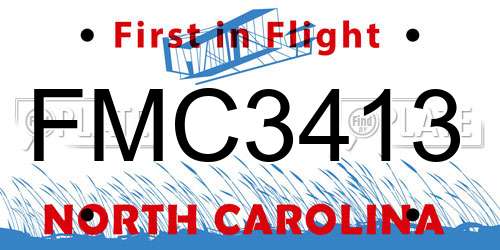 FMC3413 North Carolina License Plate
