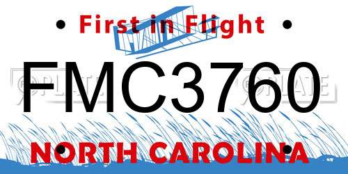 FMC3760 North Carolina License Plate