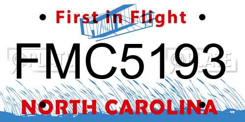 FMC5193 North Carolina License Plate