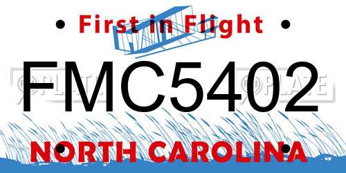 FMC5402 North Carolina License Plate