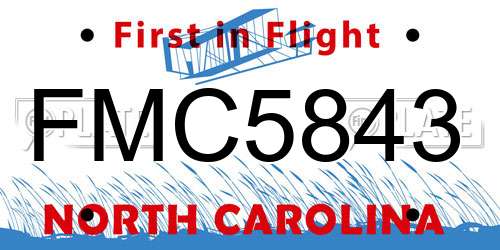FMC5843 North Carolina License Plate
