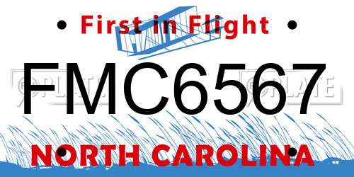 FMC6567 North Carolina License Plate
