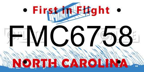 FMC6758 North Carolina License Plate