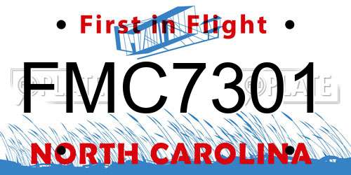 FMC7301 North Carolina License Plate
