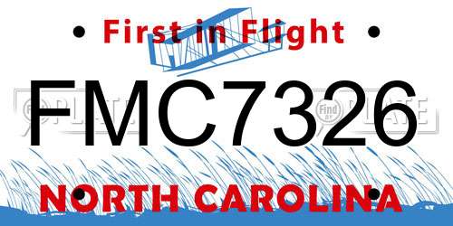 FMC7326 North Carolina License Plate