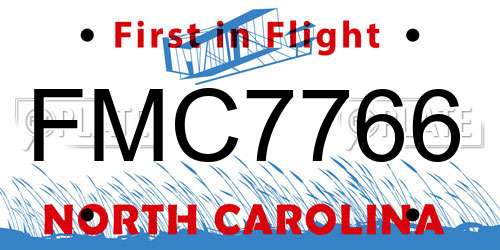 FMC7766 North Carolina License Plate