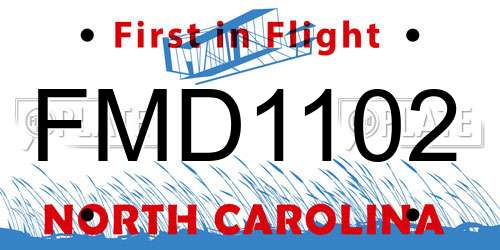 FMD1102 North Carolina License Plate