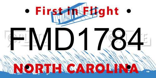 FMD1784 North Carolina License Plate