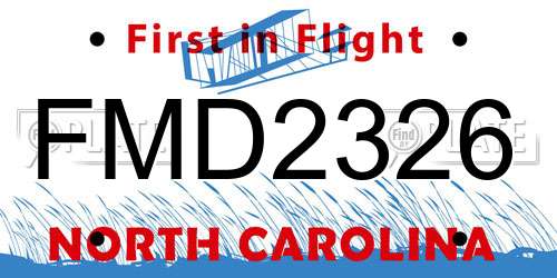 FMD2326 North Carolina License Plate