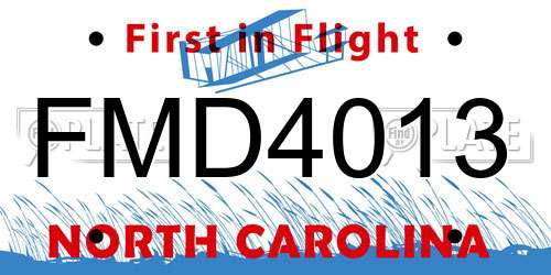 FMD4013 North Carolina License Plate
