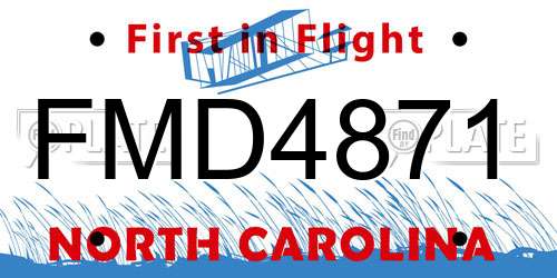 FMD4871 North Carolina License Plate