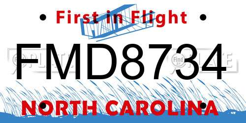 FMD8734 North Carolina License Plate