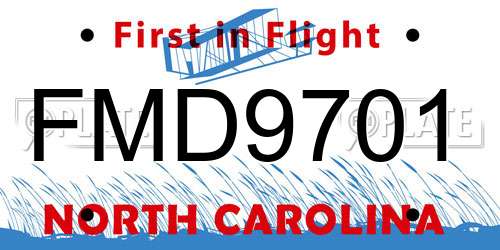 FMD9701 North Carolina License Plate