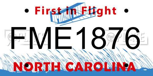 FME1876 North Carolina License Plate