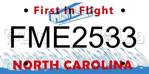 FME2533 North Carolina License Plate