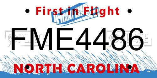 FME4486 North Carolina License Plate