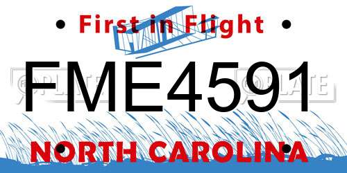 FME4591 North Carolina License Plate