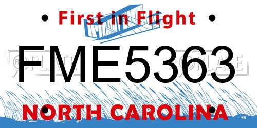 FME5363 North Carolina License Plate