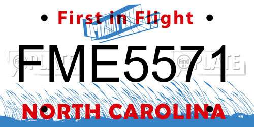 FME5571 North Carolina License Plate