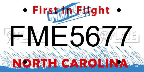 FME5677 North Carolina License Plate