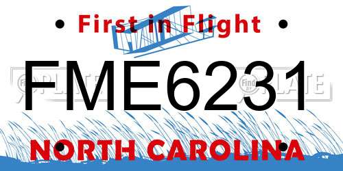 FME6231 North Carolina License Plate