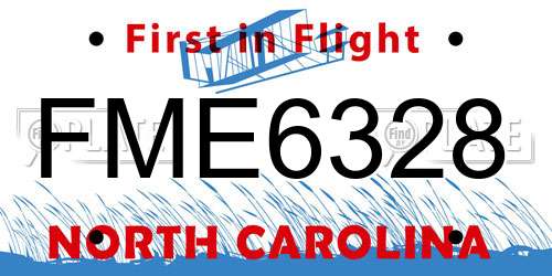 FME6328 North Carolina License Plate