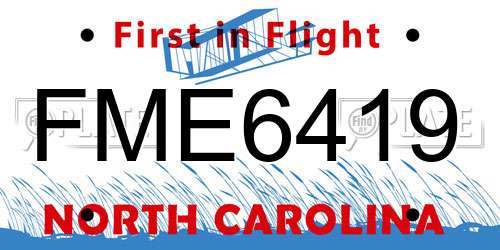 FME6419 North Carolina License Plate