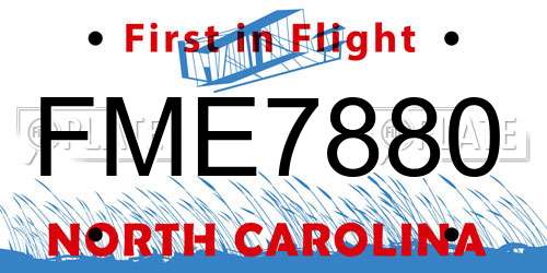 FME7880 North Carolina License Plate