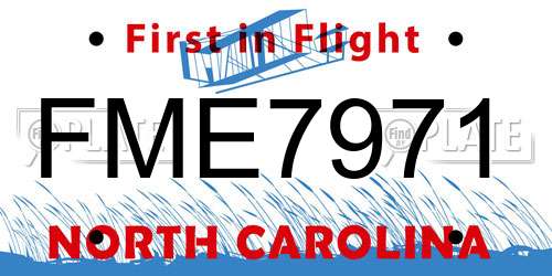 FME7971 North Carolina License Plate