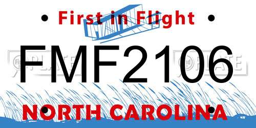 FMF2106 North Carolina License Plate