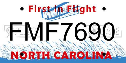 FMF7690 North Carolina License Plate