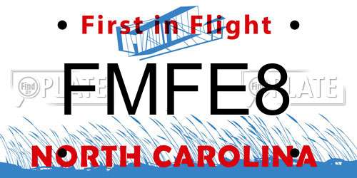 FMFE8 North Carolina License Plate