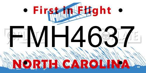 FMH4637 North Carolina License Plate