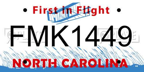 FMK1449 North Carolina License Plate