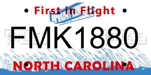 FMK1880 North Carolina License Plate