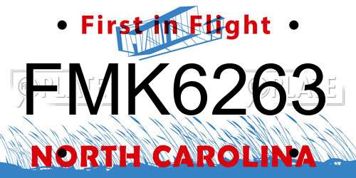 FMK6263 North Carolina License Plate