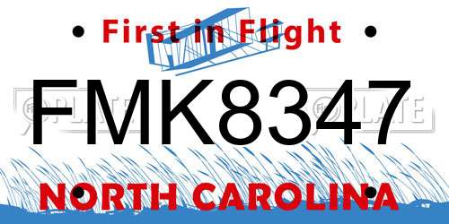 FMK8347 North Carolina License Plate