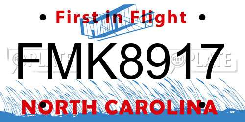 FMK8917 North Carolina License Plate