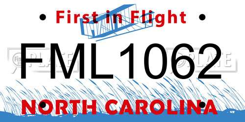 FML1062 North Carolina License Plate