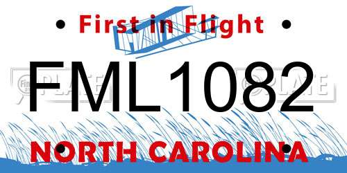 FML1082 North Carolina License Plate