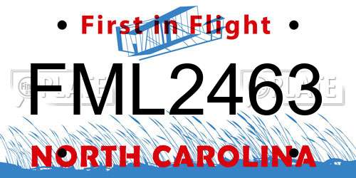 FML2463 North Carolina License Plate